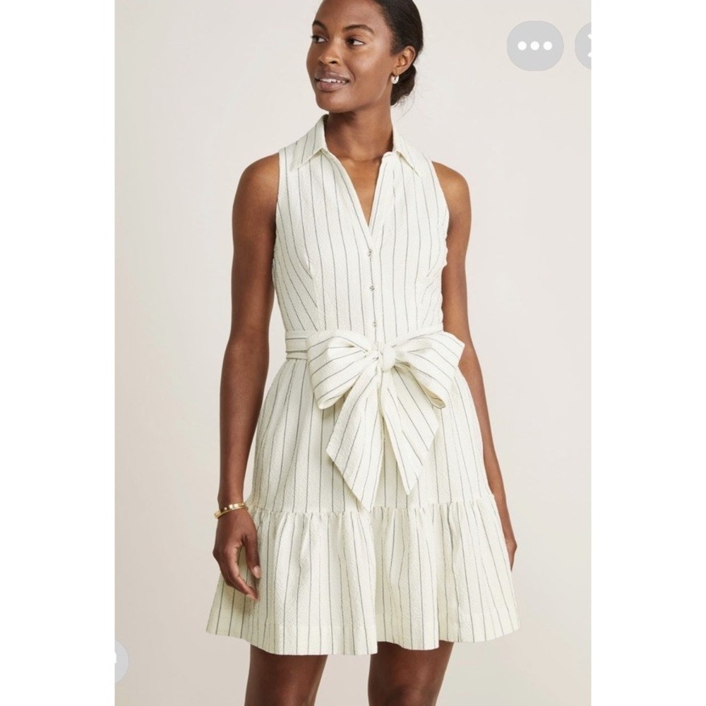 Vineyard Vines Kentucky Derby Sz 10 Seersucker Ivory Navy Belt Dress NWT $248